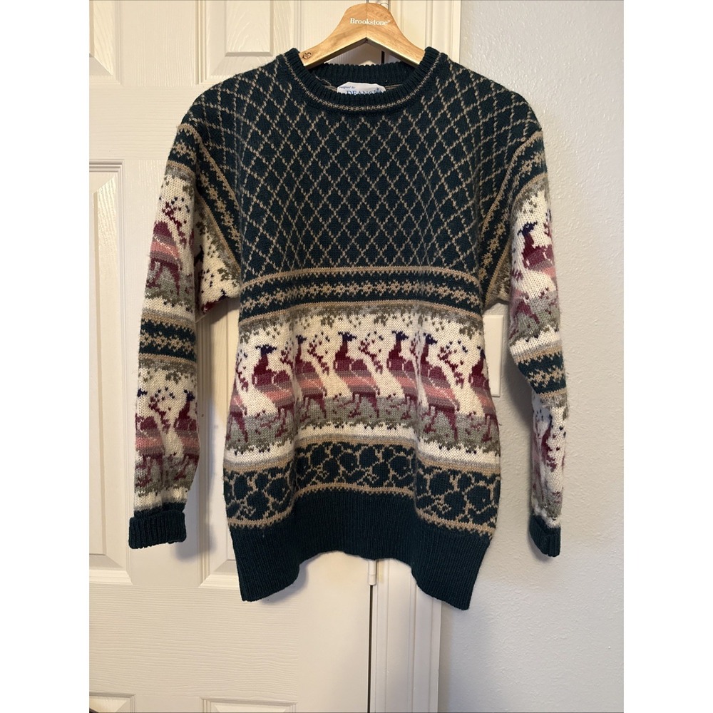 VTG Deans of Scotland Wool Sweater Women's M Fair Isle - Cottagecore Grandmacore